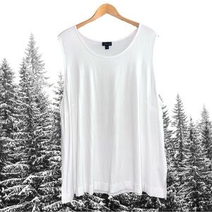 J Jill Wearever Sleeveless White Knit Top Plus Size 3X Workout Casual NWT